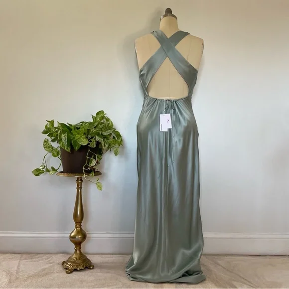 Reformation Anaiis Silk Dress in Aquamarine - Picture 8 of 11